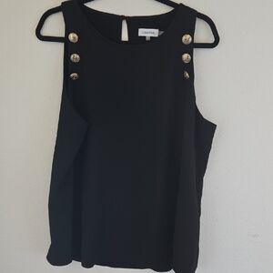 Calvin Klein Black Blouse with Gold Buttons